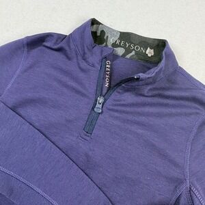 Greyson Quarter Zip Pullover Boys L 8/9 Purple Long Sleeve Performance Wool Golf